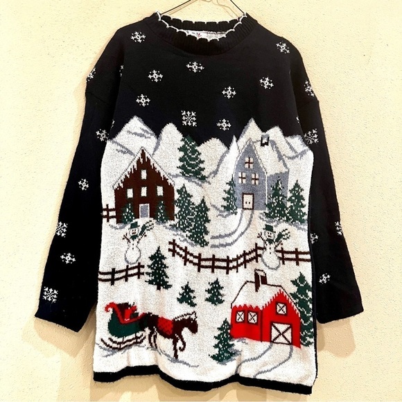 Vtg Nut Cracker Ugly Holiday Christmas Sweater 80’ Holiday Scene women size L - Picture 1 of 7